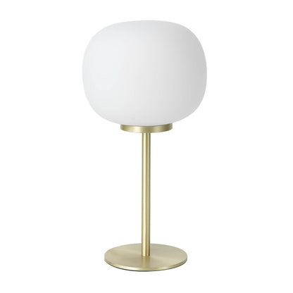 Royelux Modern Satin Gold Table Lamp with Frosted White Oval Shade