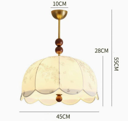 RoyaleGlow Pleated Fabric Semi-Flush Mount Ceiling Light with Botanical Print