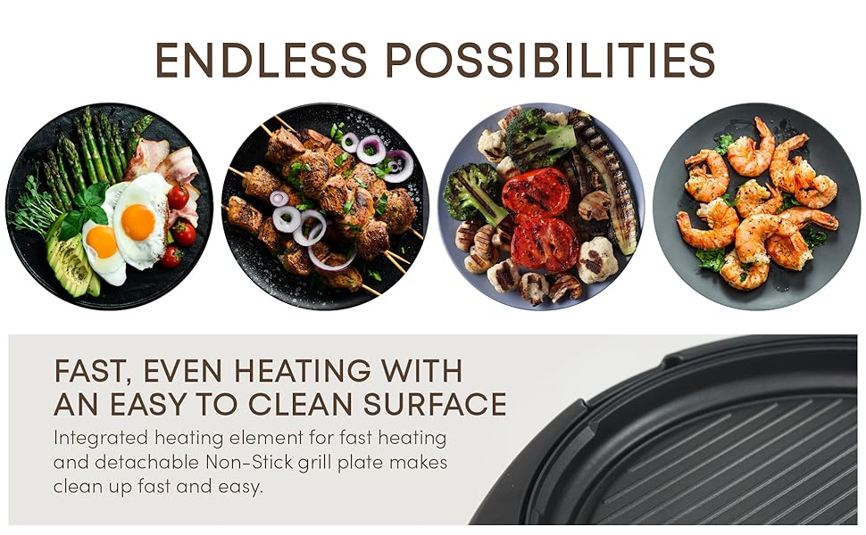 Royaleva Smokeless Electric Tabletop Grill Nonstick 14 Inch
