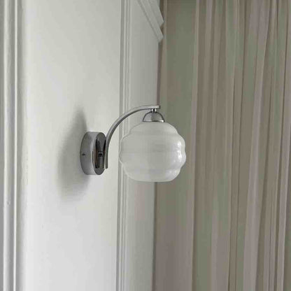 Royelux Vintage Art Deco Wall Lamp with White Glass Shade Brass Finish, Luxury Wall Lighting