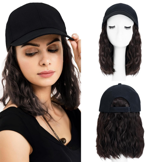 Royaleva Heat Resistant Synthetic Wavy Wig Extension Baseball Cap