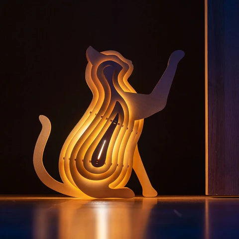 LuxRoyale 3D Wooden Animal Lamp - DIY LED Night Light for Kids Room & Home Decor