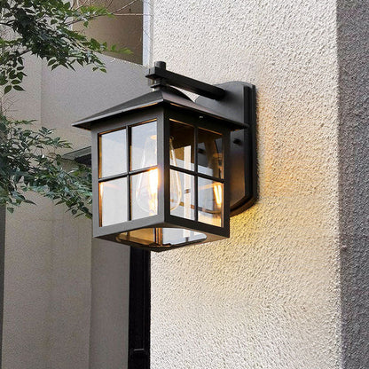 Royelux Vintage Outdoor Wall Lantern Sconce, Black Metal Farmhouse Exterior Light