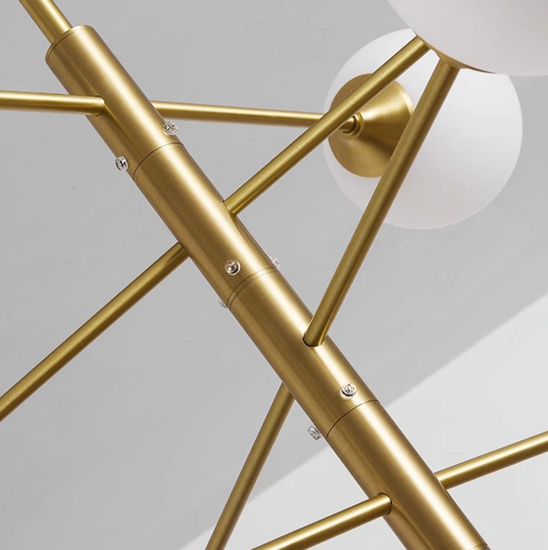 RoyaleGlow Mid-Century Modern 6-Light Gold Sputnik Chandelier with LED Glass Globes