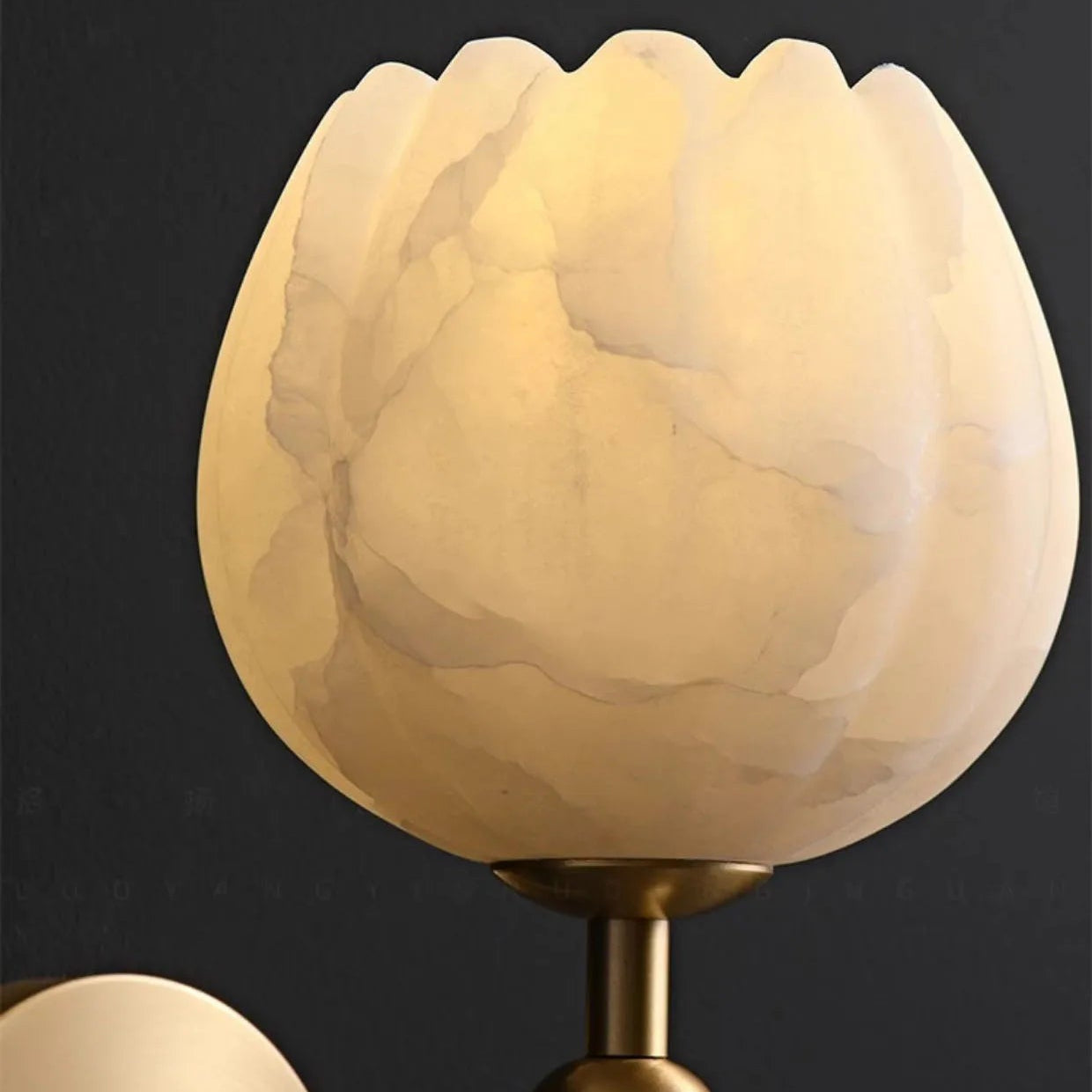 Royelux Alabaster Brass Wall Sconce Light with LED Compatibility