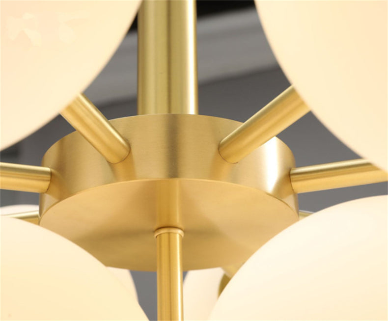 Royelux 13-Light Mid-Century Modern Brass Gold Bubble Chandelier Pendant