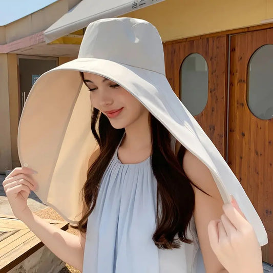 Royaleva Elegant Wide Brim Sun Protection Shawl Hat for Women