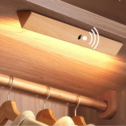 LuxRoyale Wood LED Under Cabinet USB Rechargeable Light with Motion Sensor