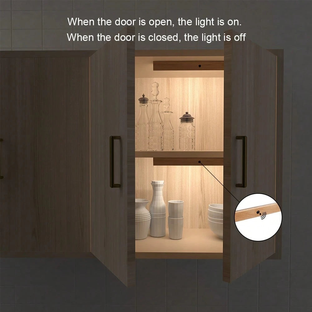 LuxRoyale Wood LED Under Cabinet USB Rechargeable Light with Motion Sensor