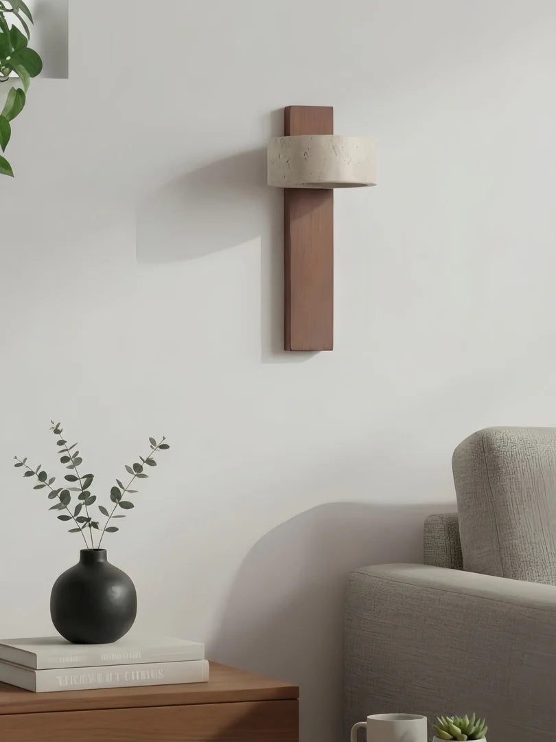 LuxRoyale Travertine Wall Lamp Elegant Warm Glow for Hallway