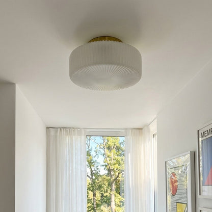 Royelux Modern Opaline Ribbed Glass Flush Mount Ceiling Light for Bedroom & Hallway