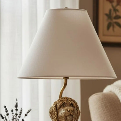 LuxRoyale Golden Doodle Dog Table Lamp - Elegant Resin Puppy Accent Light