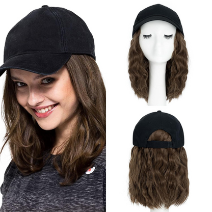 Royaleva Heat Resistant Synthetic Wavy Wig Extension Baseball Cap