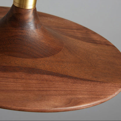 Lumora Elegant Wood & Brass Disc Pendant Light for Dining