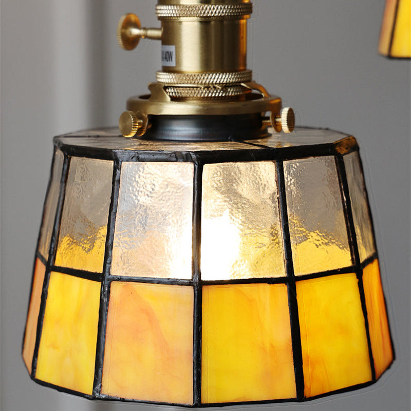 Royelux Vintage Stained Glass Geometric Pendant Light for Kitchen Island, Dining & Bedroom