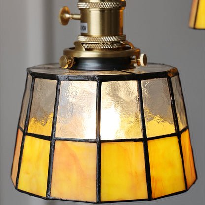 Royelux Vintage Stained Glass Geometric Pendant Light for Kitchen Island, Dining & Bedroom