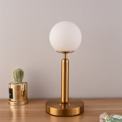 Royelux Modern Brass Table Lamp with Frosted Glass Globe for Bedroom & Office