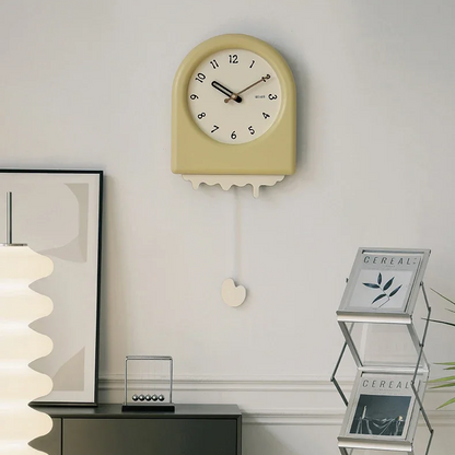 RoyaleGlow Modern Arch Pendulum Wall Clock - Swinging Wavy Design for Home Decor