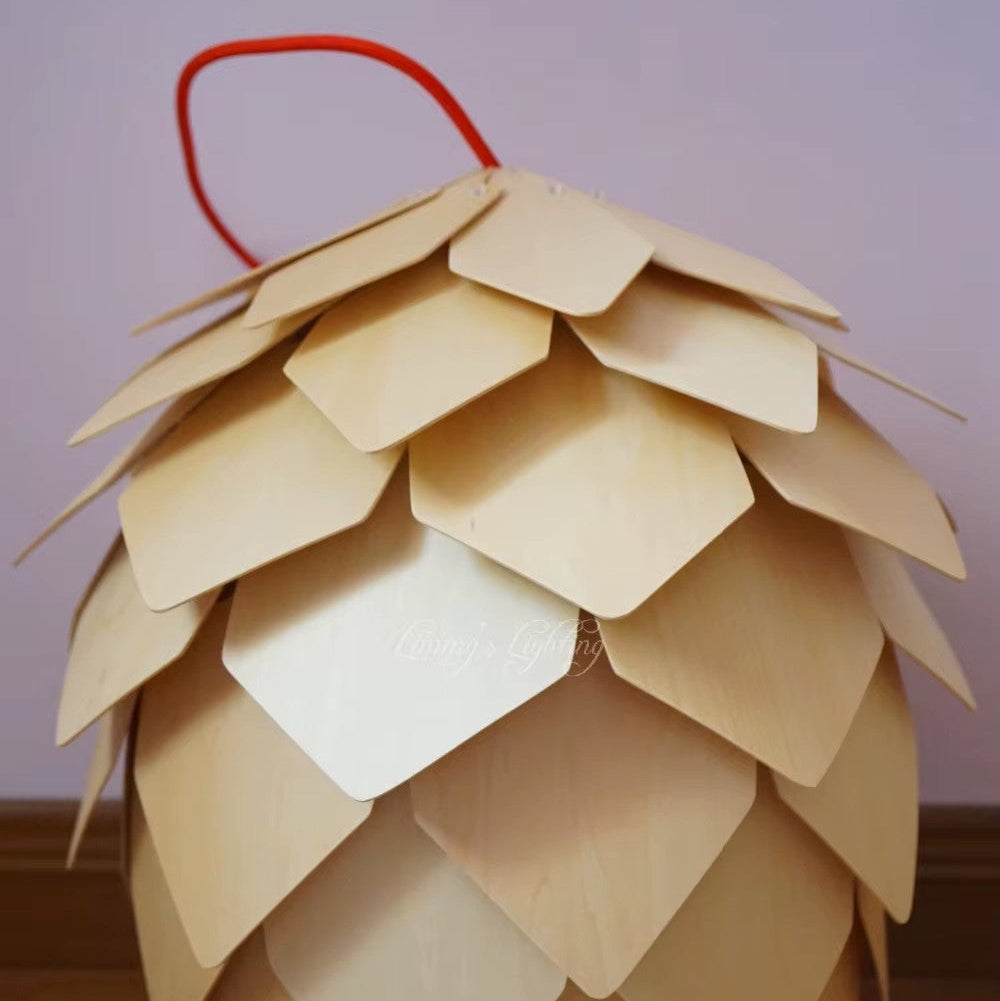 Lumora Pine Cone Wooden Pendant Light | Nordic Japandi Ceiling Lamp