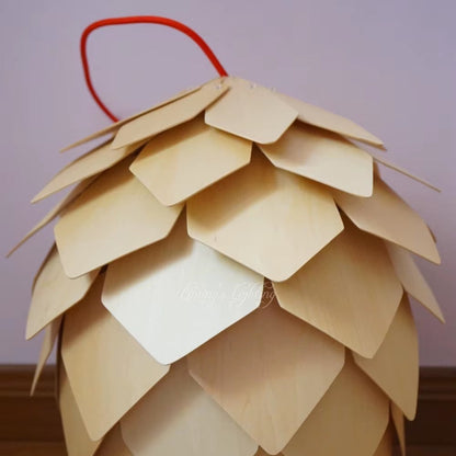 Lumora Pine Cone Wooden Pendant Light | Nordic Japandi Ceiling Lamp