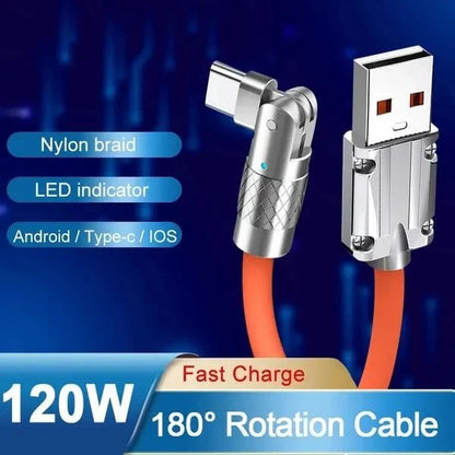 RoyaleGlow 180° Rotating Fast Charge Cable 1.2M Length