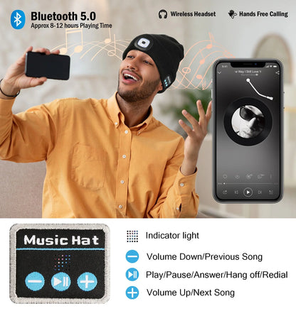 RoyaleGlow 3-in-1 Function Bluetooth Beanie for Outdoor Use