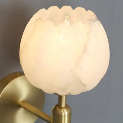 Royelux Alabaster Brass Wall Sconce Light with LED Compatibility