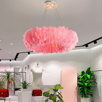 RoyaleGlow Nordic Feather Chandelier Modern LED Pendant Light for Living Room