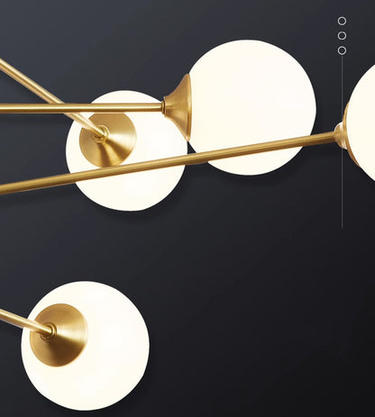 RoyaleGlow Mid-Century Modern 6-Light Gold Sputnik Chandelier with LED Glass Globes
