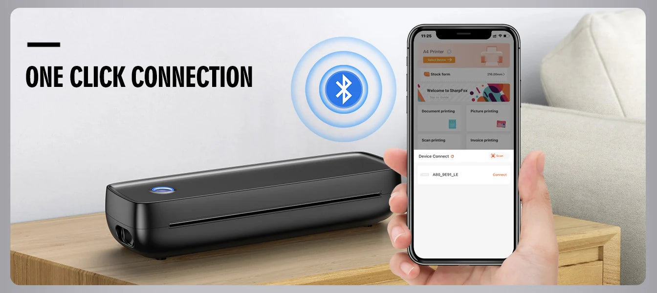 Royaleva Wireless Portable Inkless Thermal Printer Compact