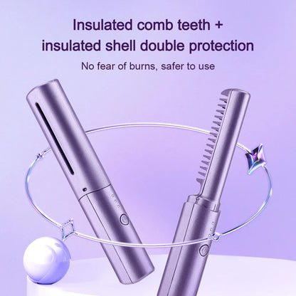 Royallure Cordless Hair Straightening Brush - Fast Heating, Frizz-Free Styling, & Long-Lasting Battery