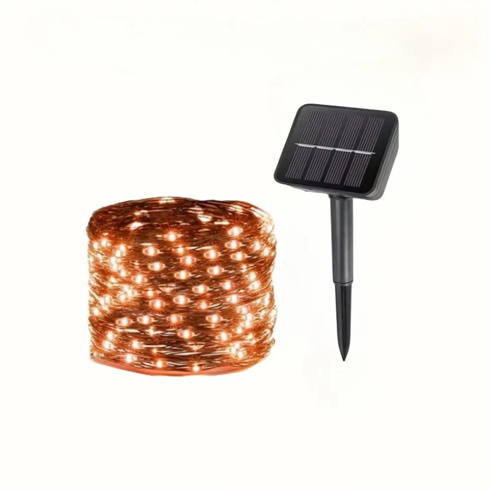 1PC 12M100LED solar copper wire lamp,with eight lighting modes,used for Halloween,festivals,parties,gardens,outdoor decoration 4