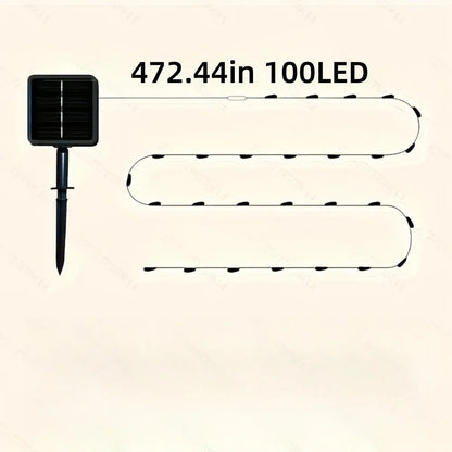 1PC 12M100LED solar copper wire lamp,with eight lighting modes,used for Halloween,festivals,parties,gardens,outdoor decoration 5