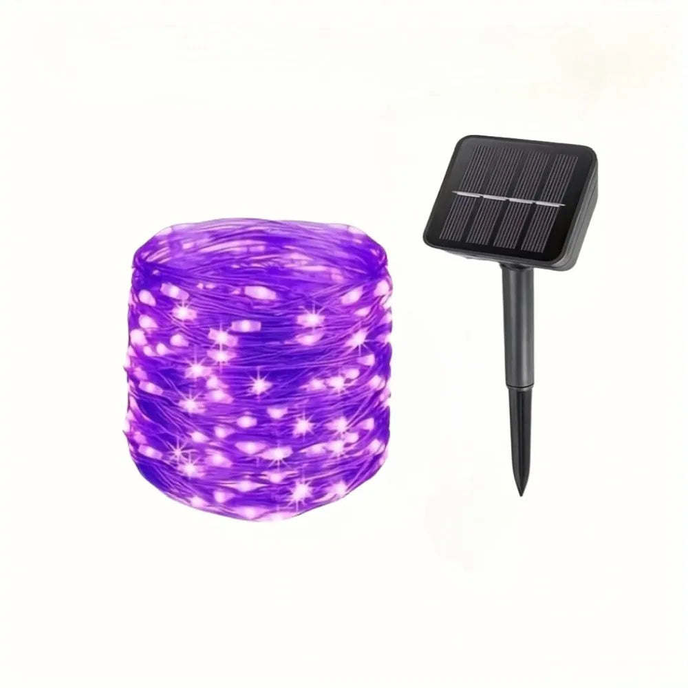 1PC 12M100LED solar copper wire lamp,with eight lighting modes,used for Halloween,festivals,parties,gardens,outdoor decoration 6