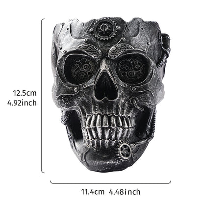 1PC, Halloween party punk-style mechanical white, black gold, and silver-black skull-shaped vases 6