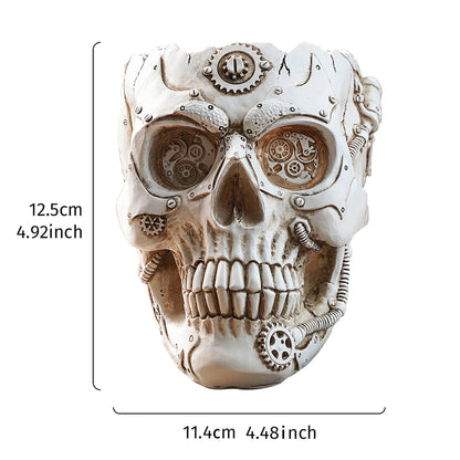 1PC, Halloween party punk-style mechanical white, black gold, and silver-black skull-shaped vases 7