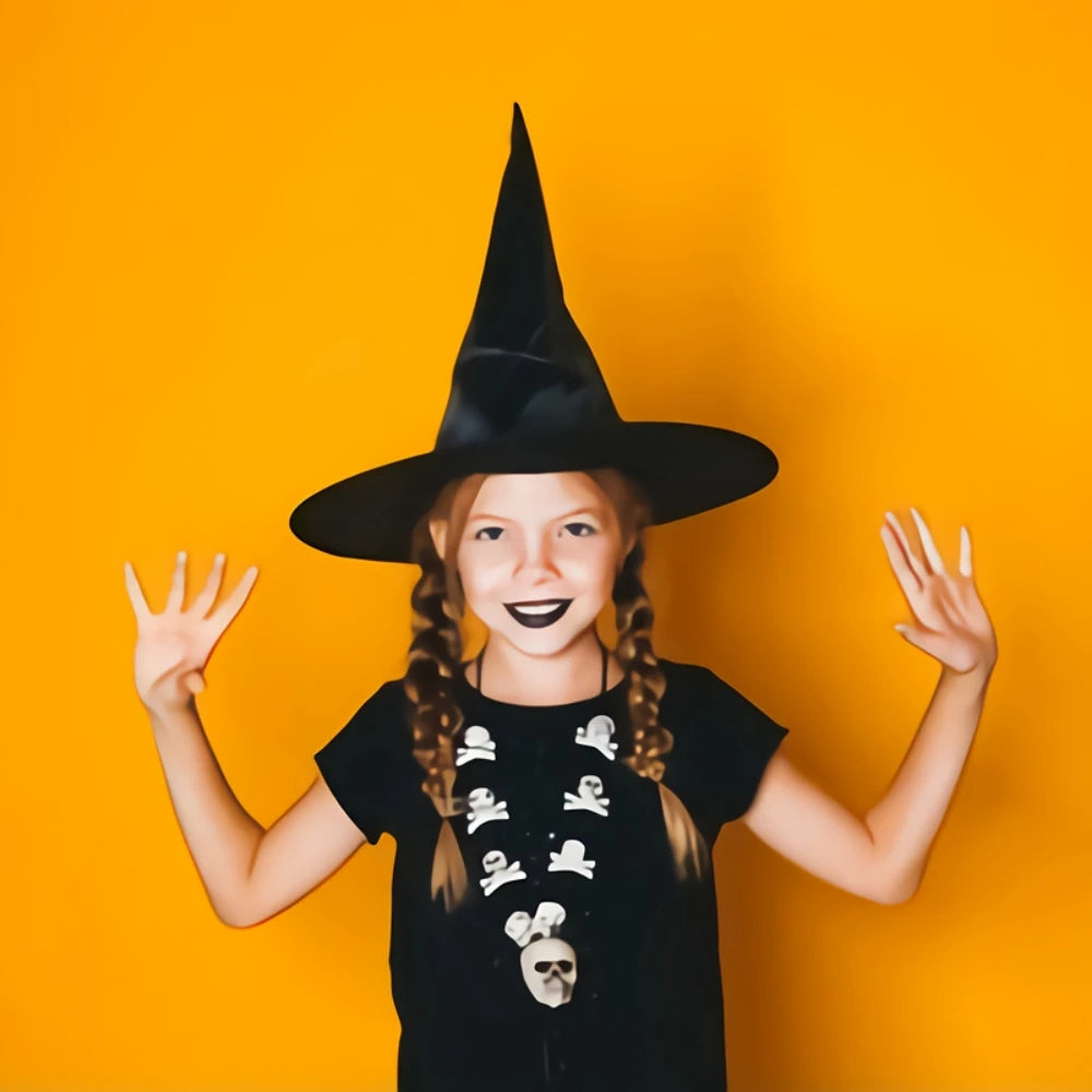 1Pcs Black Wizard Hat for Adult Children Halloween Prank Horror Party Masquerade Outdoor Bar School Home Decoration Props 4
