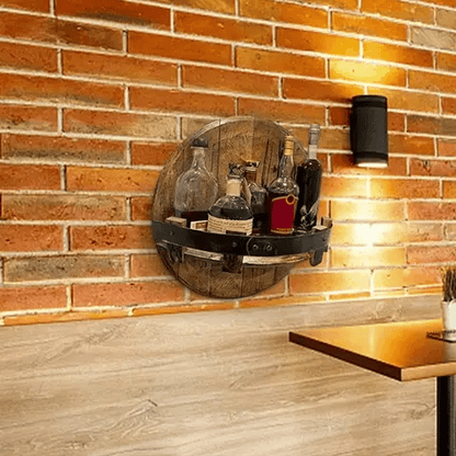 LuxRoyale Bourbon Whiskey Barrel Shelf - Rustic Bar Accessories