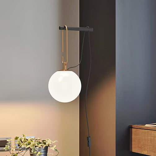 Luxora Globe Wall Lamp Mid-Century Metal Sconce for Bedroom Lighting