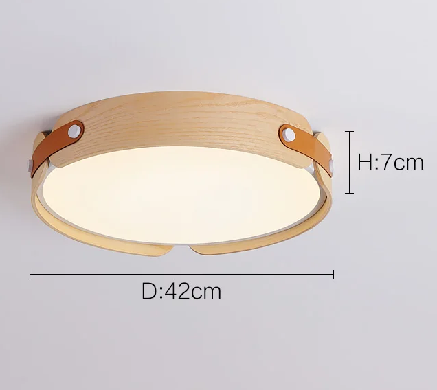 Royelux Wooden Halo Flush Mount Ceiling Light - Natural Wood LED Fixture with Remote Dimming