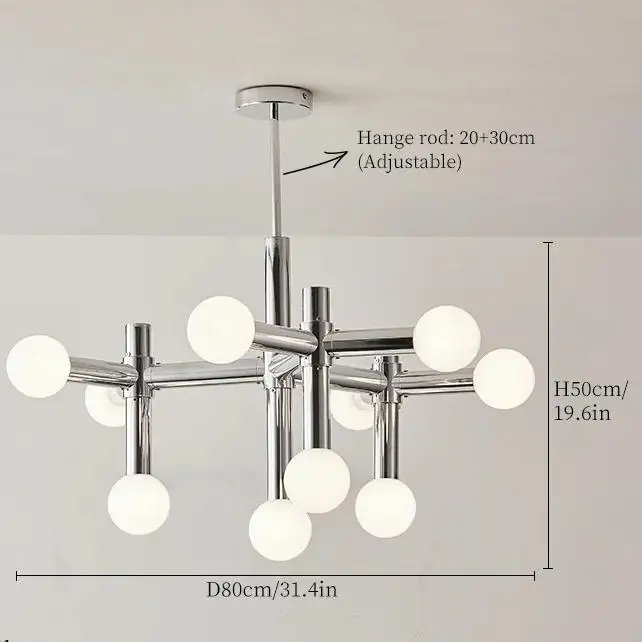 Royelux Modern Chrome Glass Globe Chandelier Lighting Fixture
