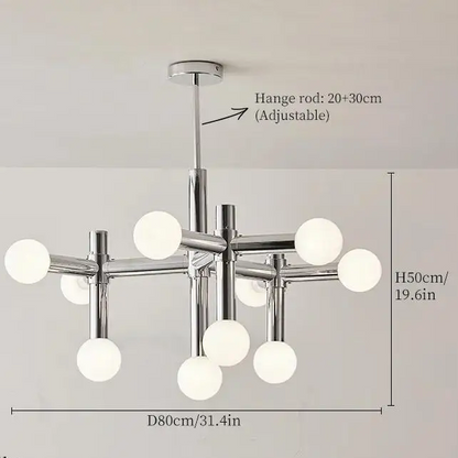 Royelux Modern Chrome Glass Globe Chandelier Lighting Fixture