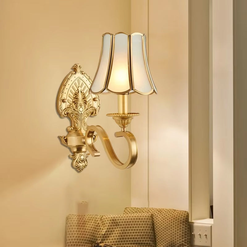 RoyaleGlow Vintage Gold Ornate Wall Sconce-Elegant Luxury Interior Lighting Fixture