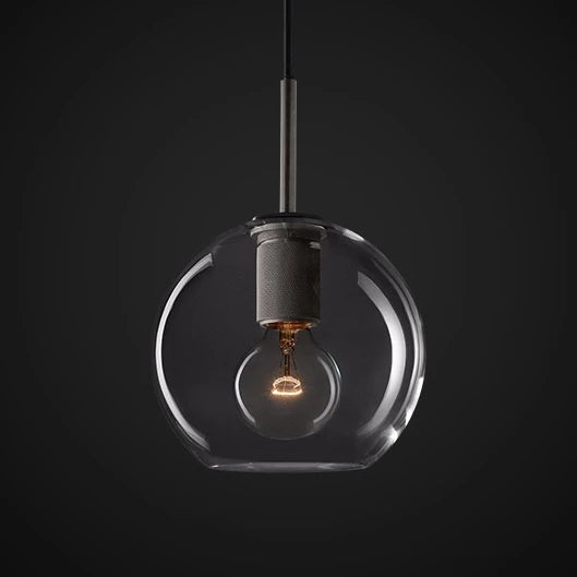 RoyaleGlow Modern Clear Glass Sphere Pendant Light - Minimalist Industrial Hanging Lamp
