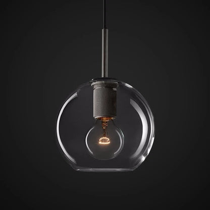 RoyaleGlow Modern Clear Glass Sphere Pendant Light - Minimalist Industrial Hanging Lamp
