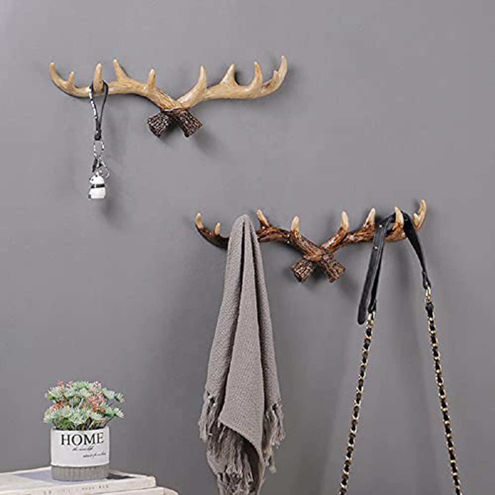 RoyaleGlow Rustic Antler Wall Mounted Coat Rack - Multi Hook Entryway Organizer