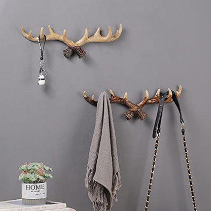 RoyaleGlow Rustic Antler Wall Mounted Coat Rack - Multi Hook Entryway Organizer