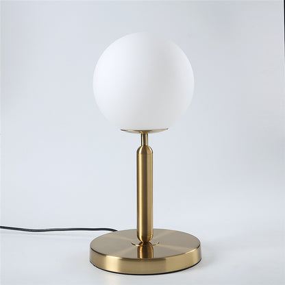 Royelux Modern Brass Table Lamp with Frosted Glass Globe for Bedroom & Office