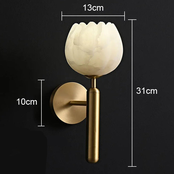 Royelux Alabaster Brass Wall Sconce Light with LED Compatibility
