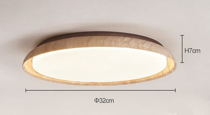 RoyaleGlow Round Travertine LED Flush Mount Ceiling Light - Modern Minimalist